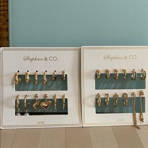 Set2 Gold Hoop and Charm Earring Set